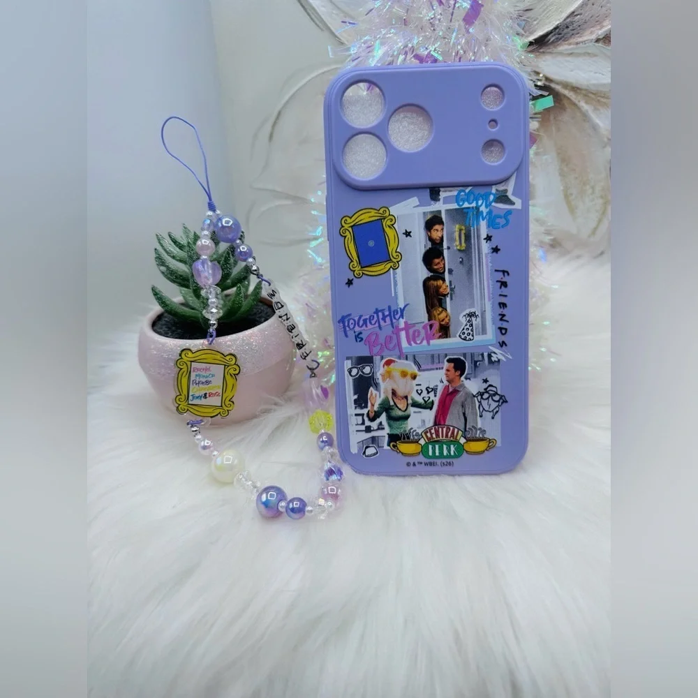 Friends Themed iPhone 17 Pro Max Case with Matching Beaded Strap style 2